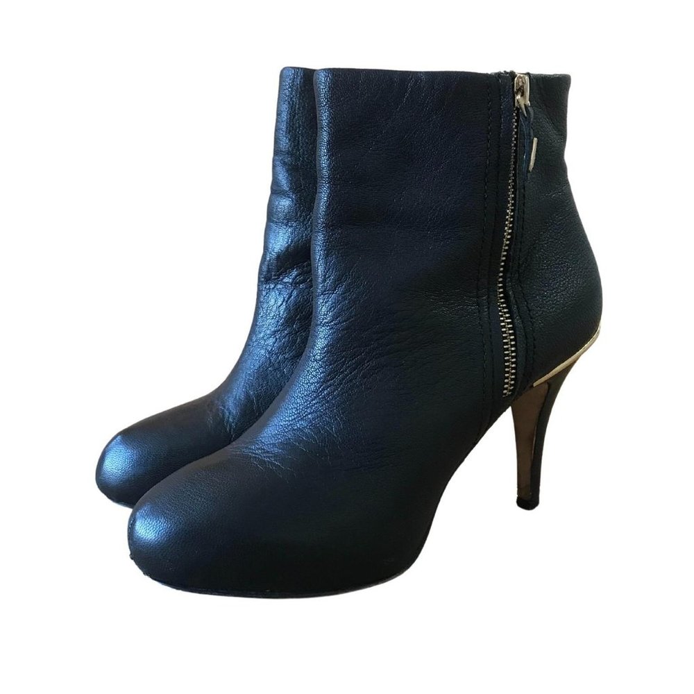 Zara Black and Gold Heeled Boots